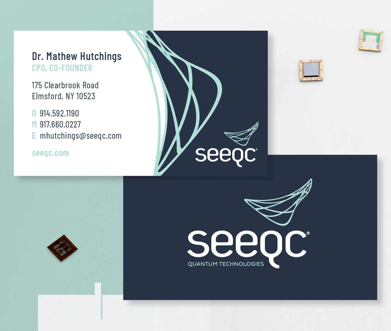 Quantum Computing technology company business card branding design
