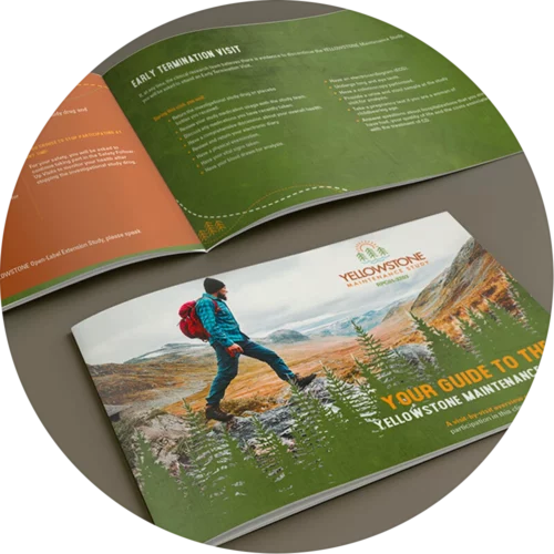 Inside spread of a patient guide book for a Chron's Disease patient recruitment media and marketing campaign