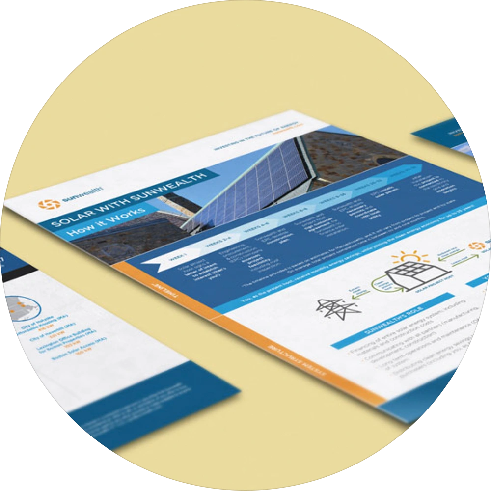 Marketing materials for a solar renewable energy company