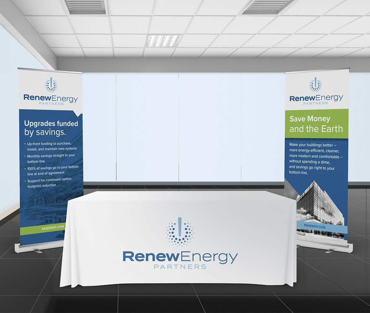 Renewable energy company branding and event design services