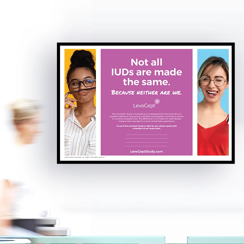 Patient recruitment IUD clinical study branding development poster