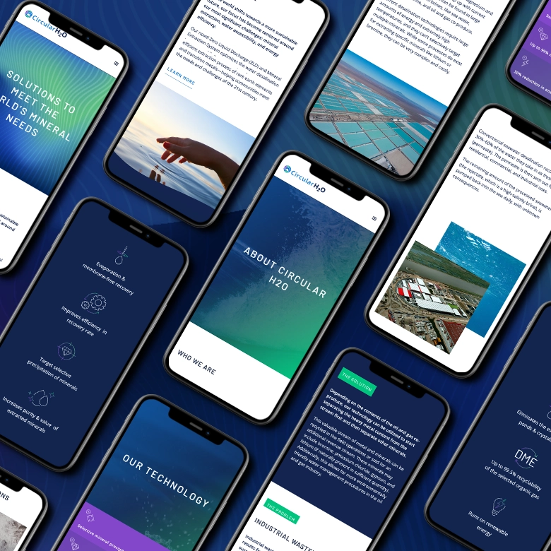 Mobile website layout for energy-efficient mineral extraction and water accessibility company